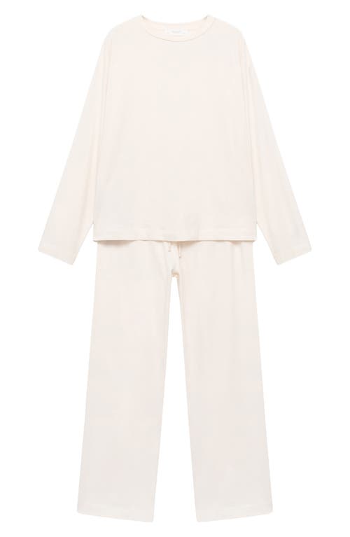 Mango Plain Cotton Pajamas In Neutral