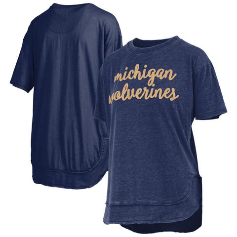 Women's Pressbox  Navy Michigan Wolverines Poncho T-Shirt