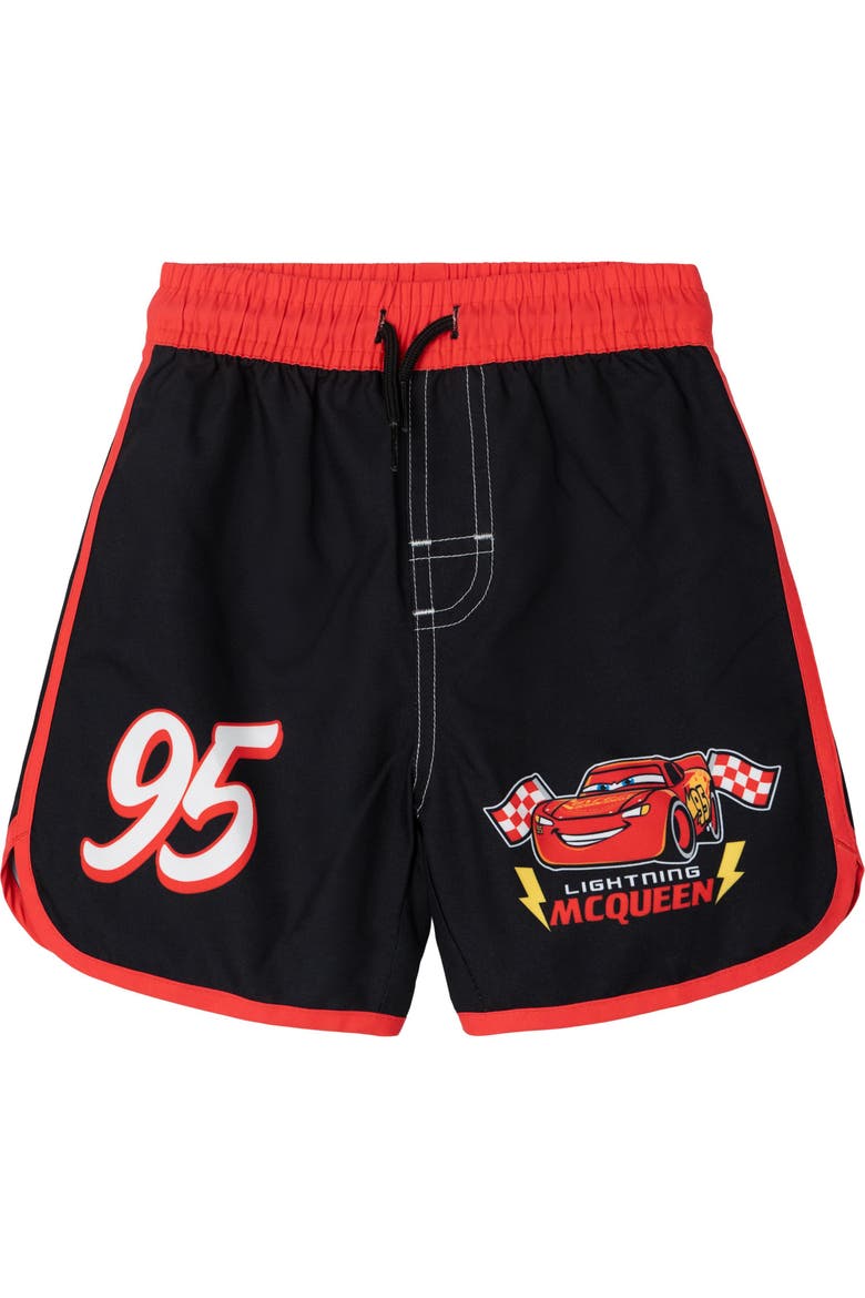 Cars 2-Piece Rash Guard and Swim Trunks Set, Alternate, color, McQueen White Black
