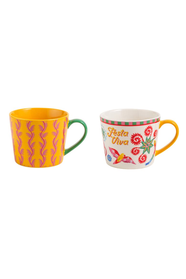 Festa Viva Porcelain Mug 2 Pcs Set, Main, color, Yellow-White