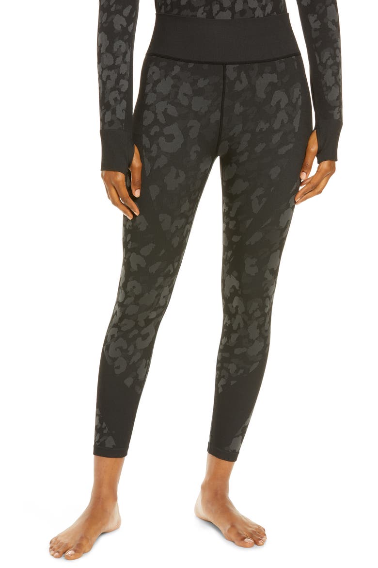 Cozy Patterned Baselayer Leggings, Main, color, BLACK