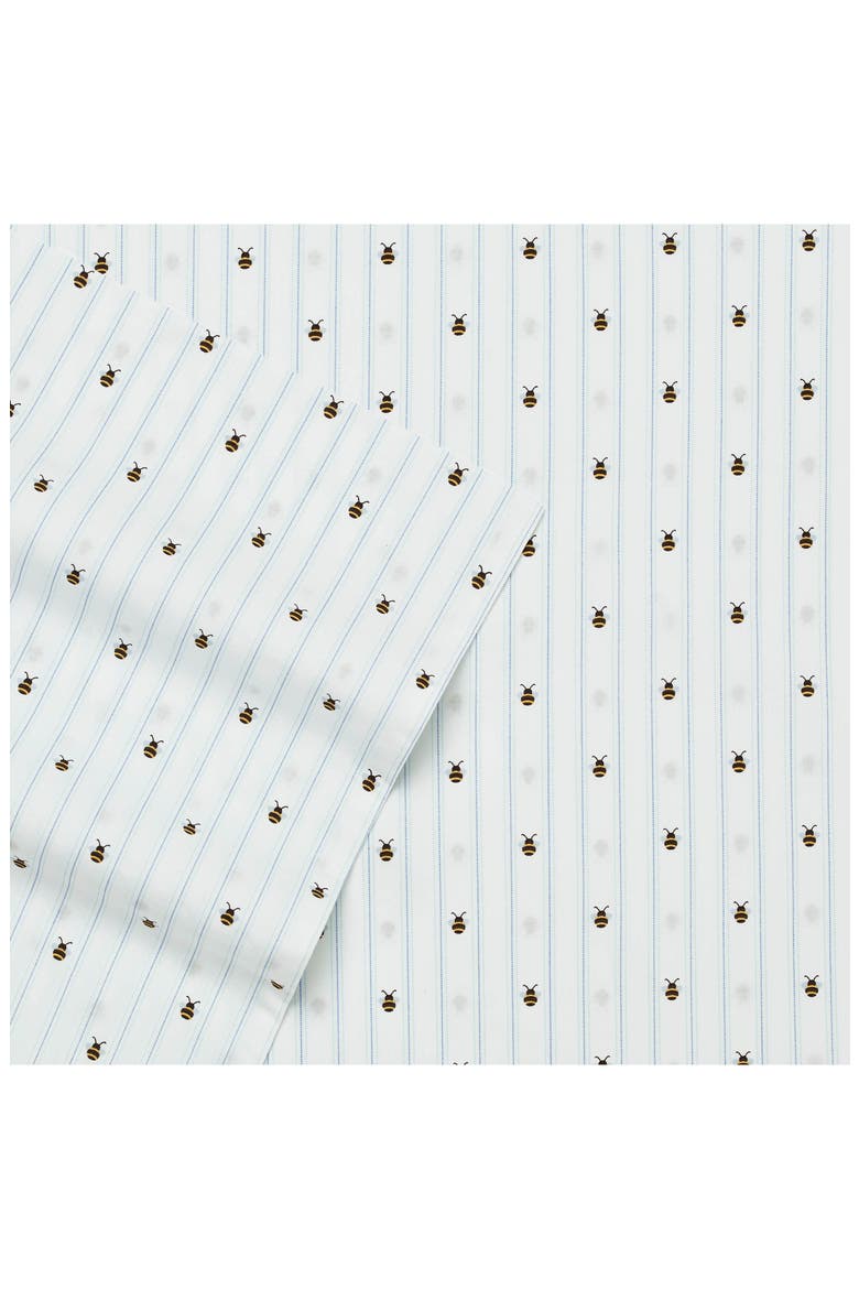 Bumble Bee Print 200 Thread Count Cotton Percale Sheet Set, Alternate, color, WHITE