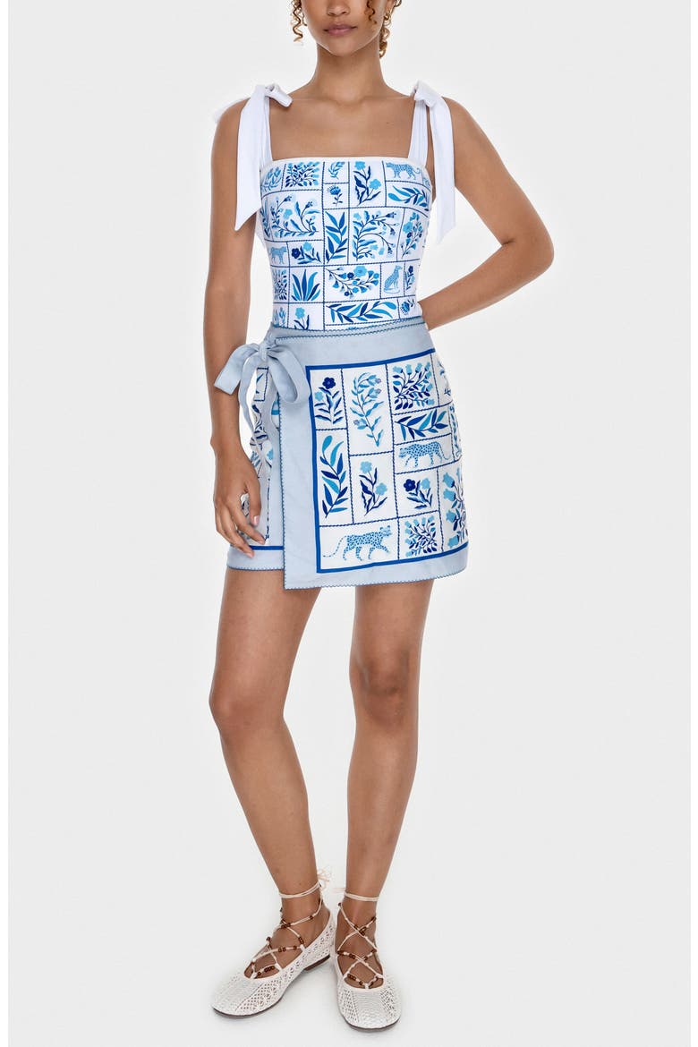 Swim Cover Up Skirt-Blue Garden, Main, color, Blue