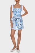 Jessie Zhao New York Swim Cover Up Skirt-Blue Garden