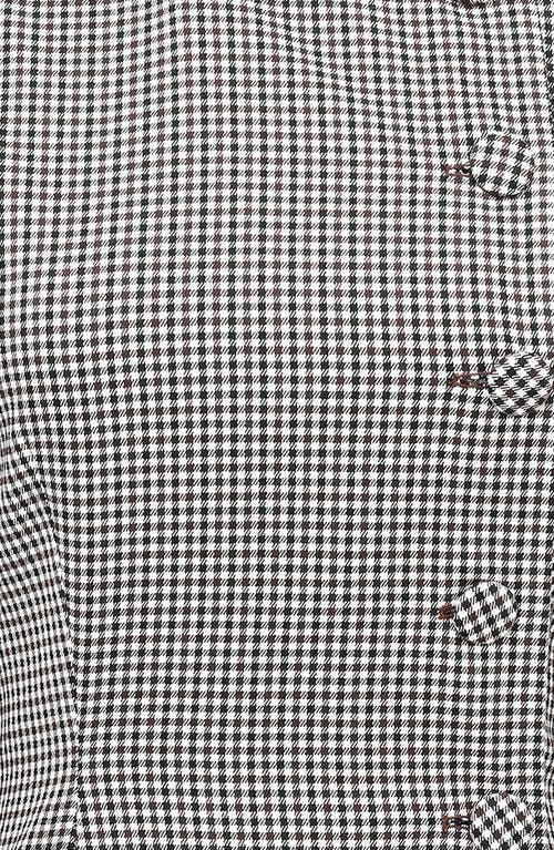 House Of Cb Leoni Houndstooth Long Sleeve Minidress In Brown And Black Check
