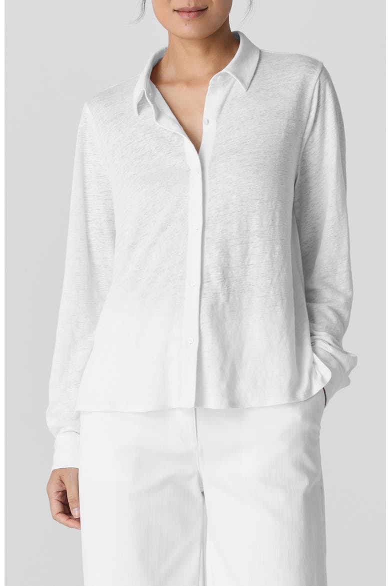 Classic Slim Fit Organic Linen Button-Up Shirt, Main, color, WHITE