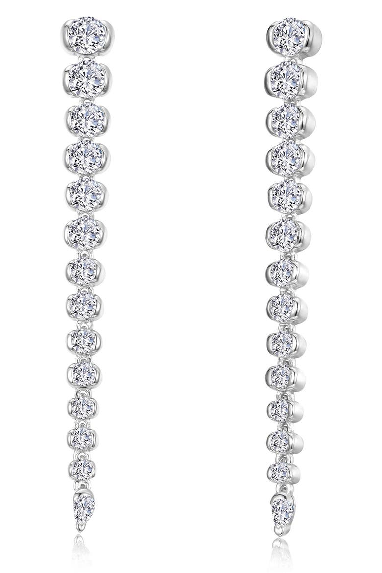 Red Carpet Simulated Diamond Half Bezel Drop Earrings, Main, color, WHITE/ SILVER