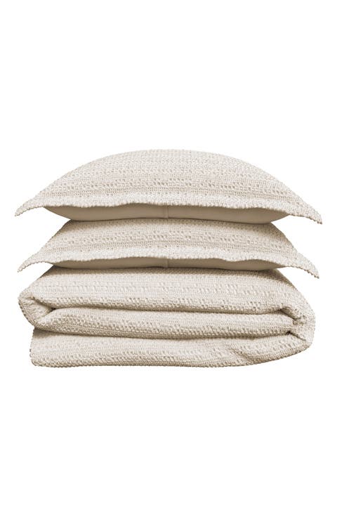 Reversible Honeycomb Waffle Cotton Duvet & Sham Set