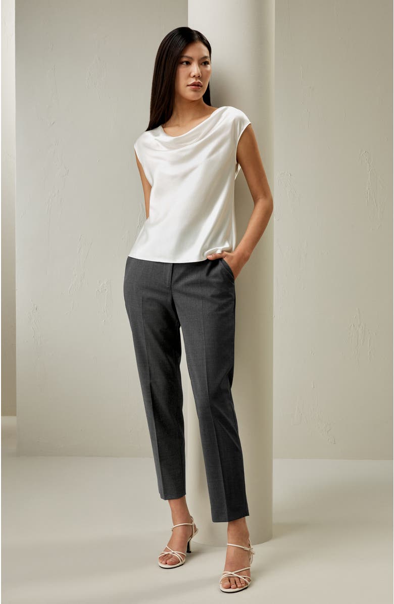 Lilysilk Silk Charmeuse Cowl Neck Top, Alternate, color, Ivory