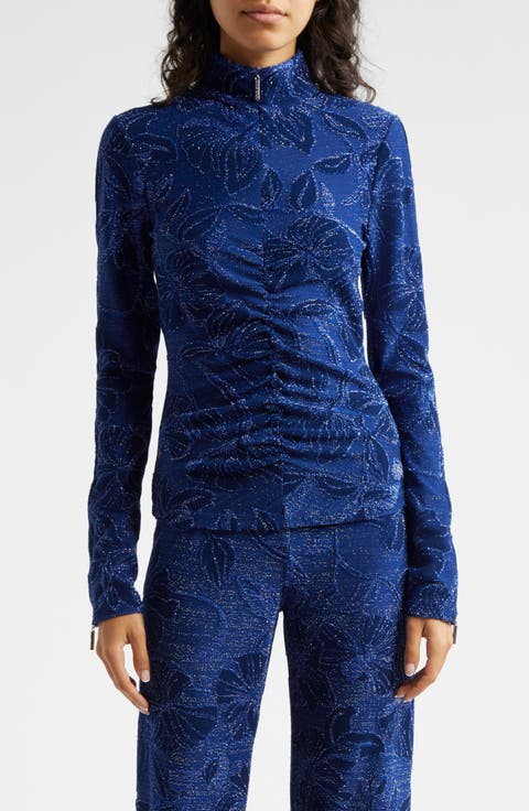 Metallic Floral Jacquard Top
