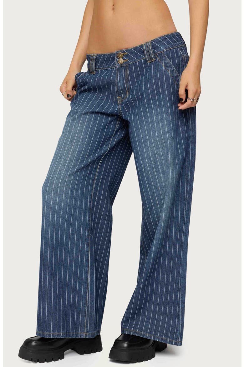 Cory Stripe Low Rise Wide Leg Jeans, Alternate, color, BLUE