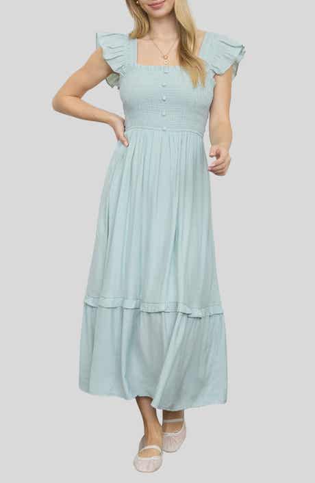 Blu Pepper Smocked Bodice Tiered Maxi Dress