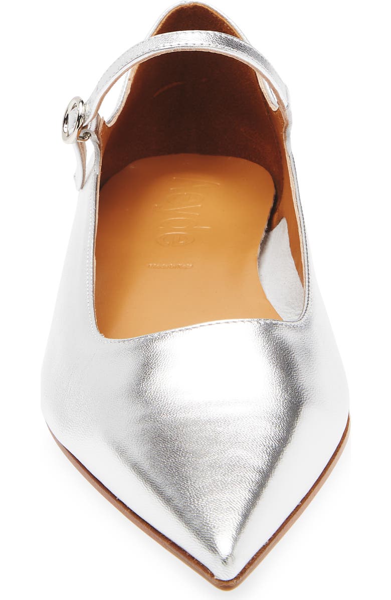 aeyde Cleo Pointed Toe Mary Jane Flat, Alternate, color, Silver