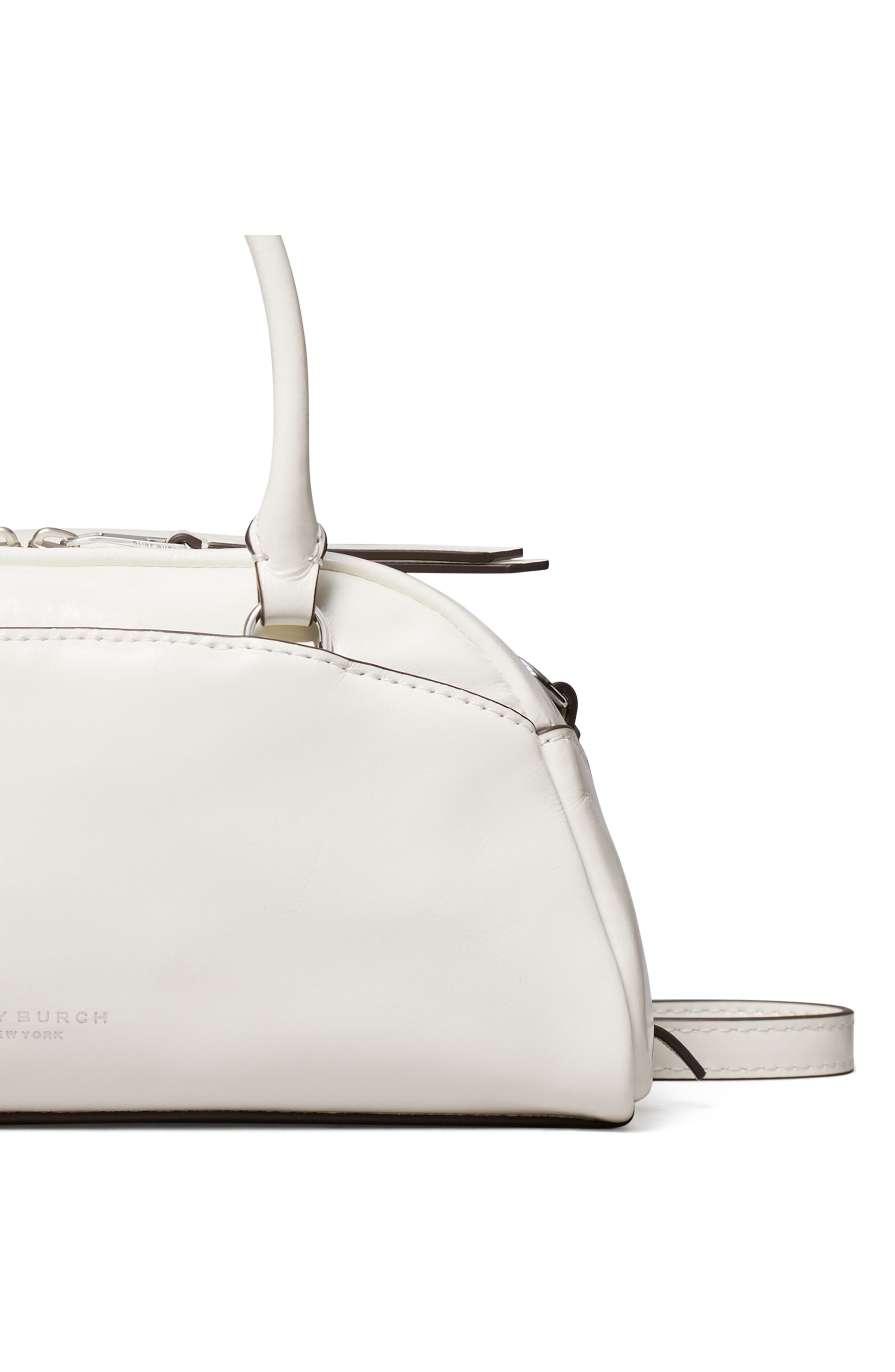 Tory Burch Small Bowler Top Handle Bag, Alternate, color, Bianco