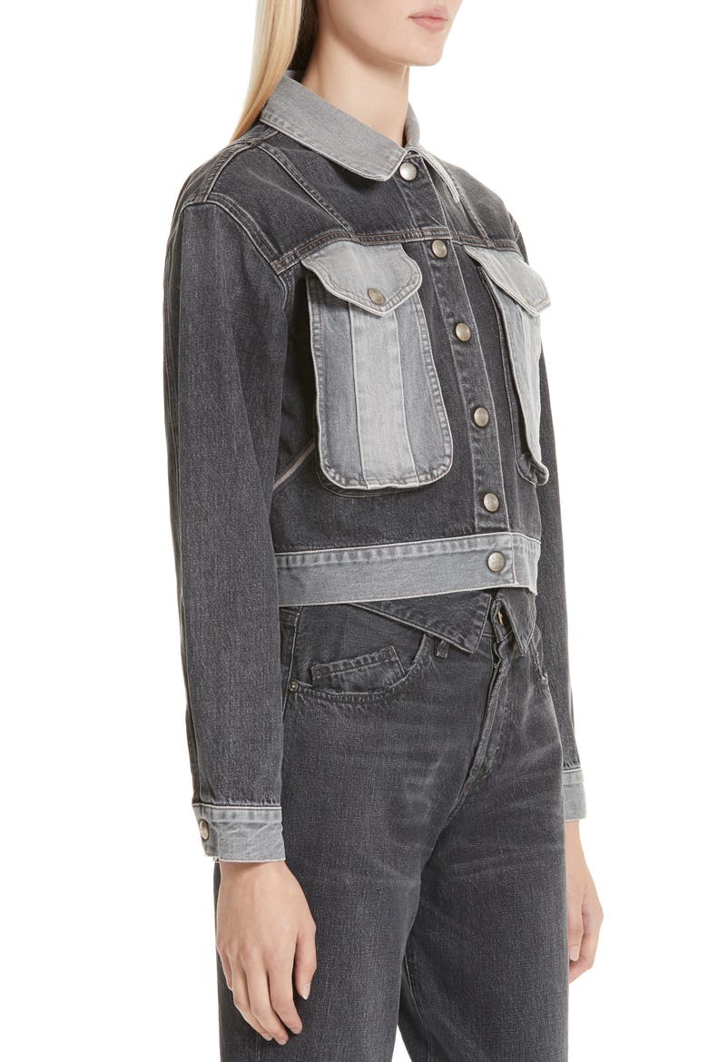 Veroniqua Denim Jacket, Alternate, color, STEEL