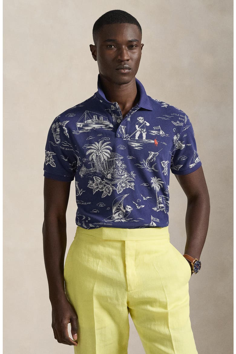 Classic Fit Polo Bear Print Cotton Piqué Polo, Alternate, color, HARBOR ISLAND BEAR-BOATHOUSE