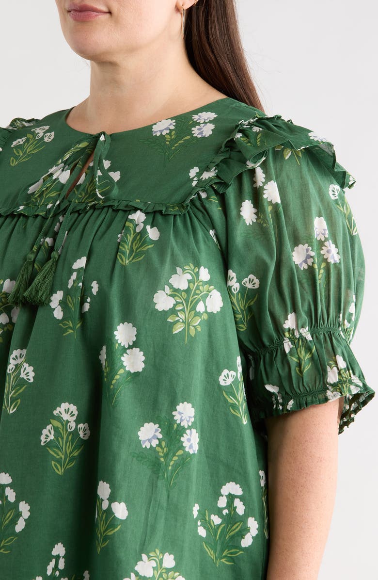 SUGARLIPS Kestrel Auria Floral Ruffle Puff Sleeve Cotton Top, Alternate, color,