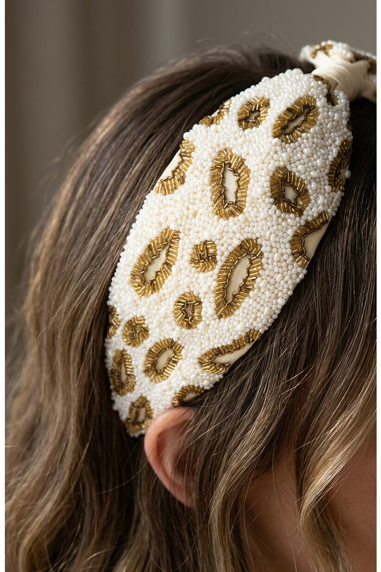 Champagne Leopard Headband, Alternate, color, Ivory