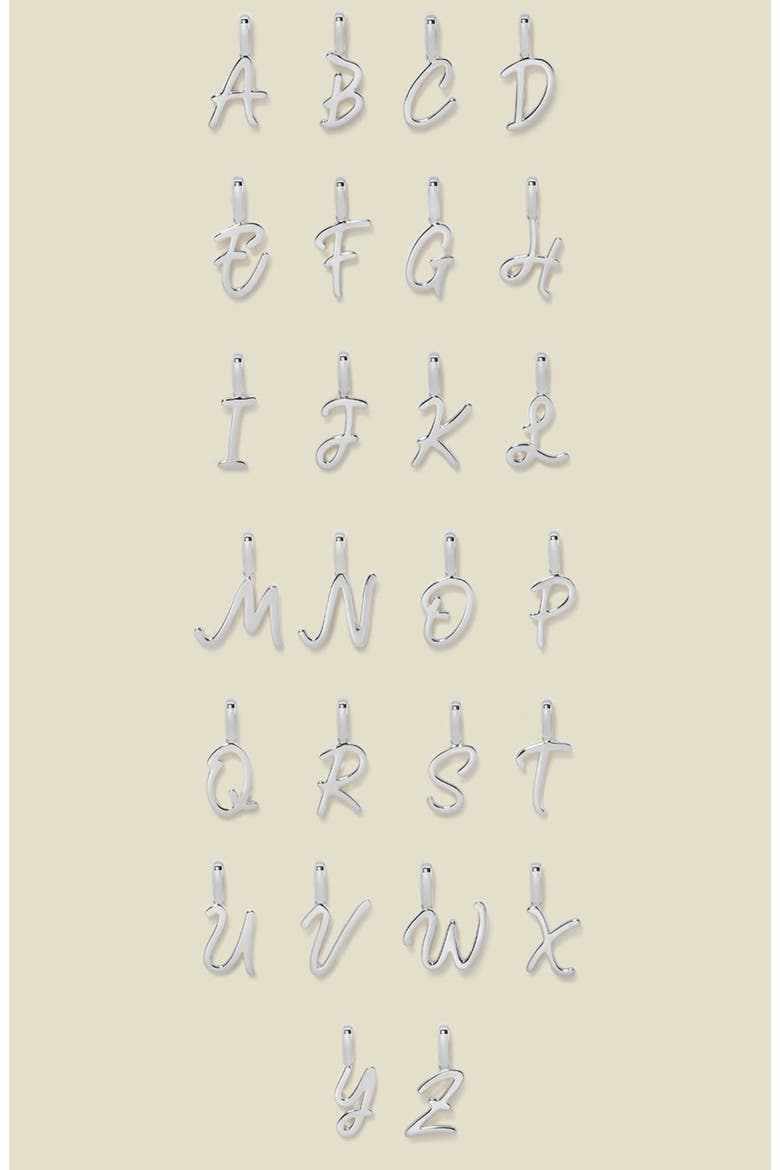 Script Initial Charm Silver, Alternate, color, Silver Initial X