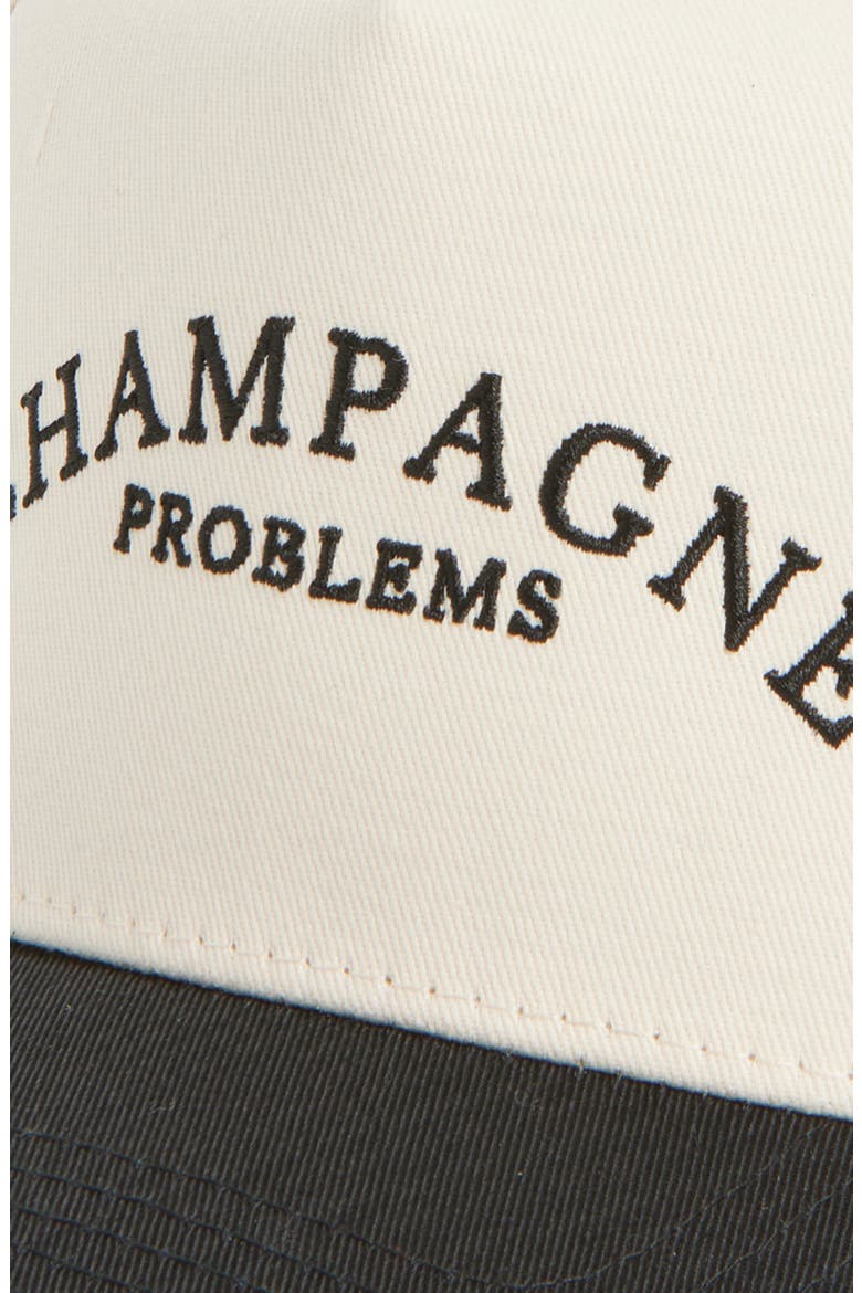 Champagne Problems Trucker Hat, Alternate, color, BLACK