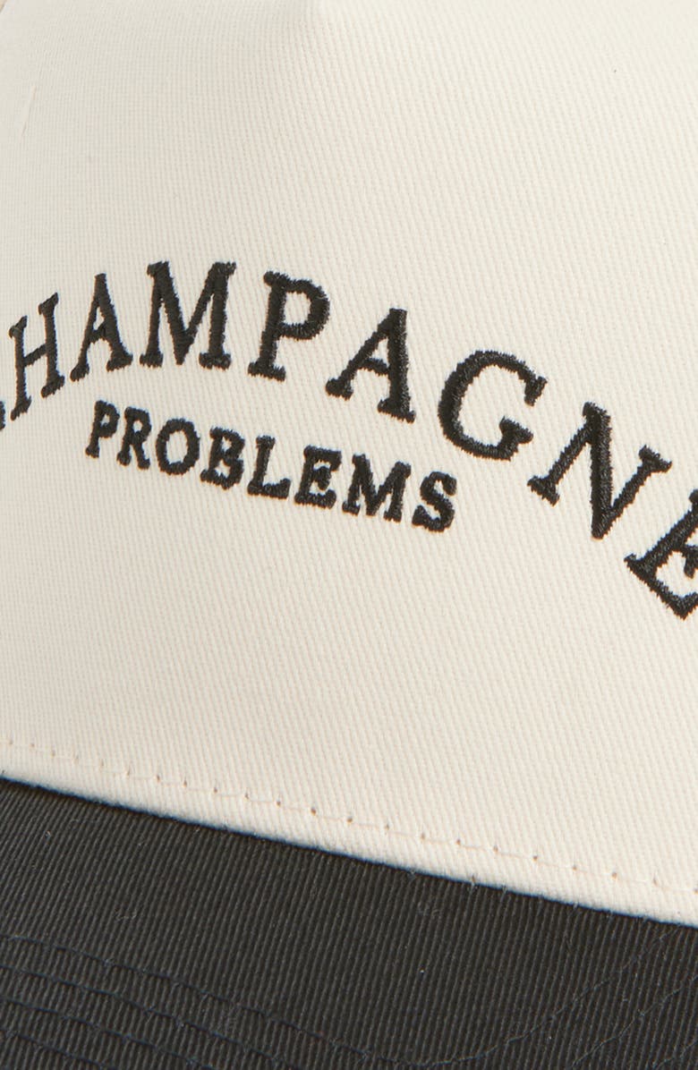KenzKustomz Champagne Problems Trucker Hat, Alternate, color, Black