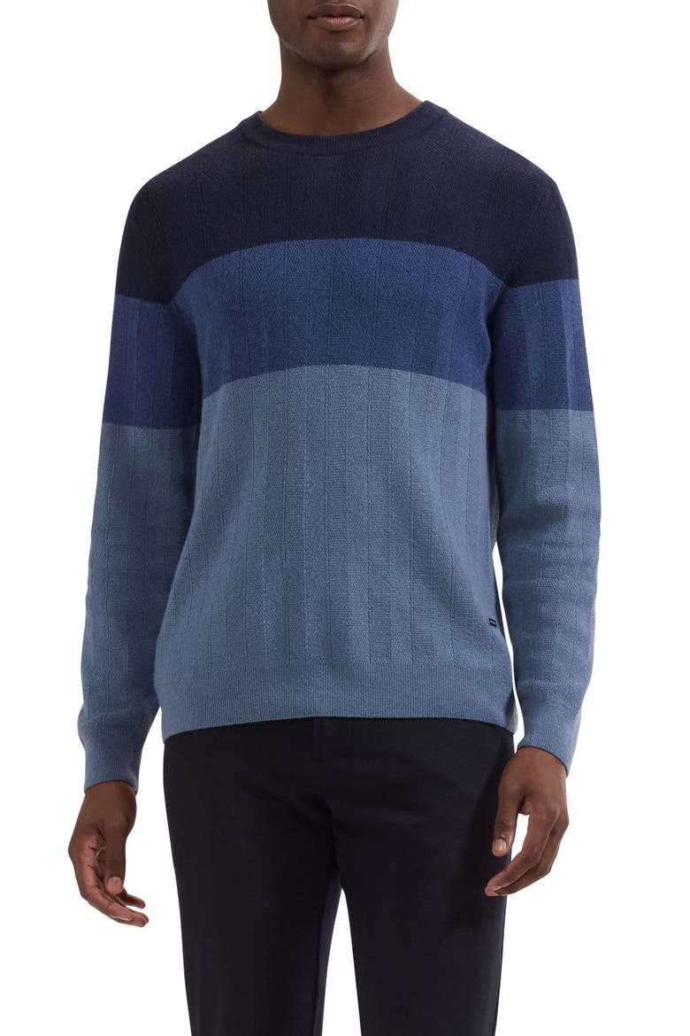 Aran Rib Crewneck Sweater, Main, color, NAVY