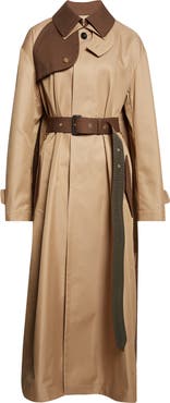 Sacai Colorblock Cotton Blend Gabardine Trench Coat