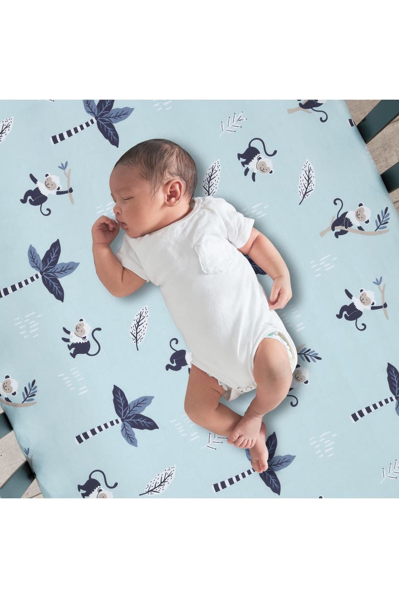 Jungle Party 3-Piece Elephant/Monkey Baby Crib Bedding Set, Alternate, color, Blue