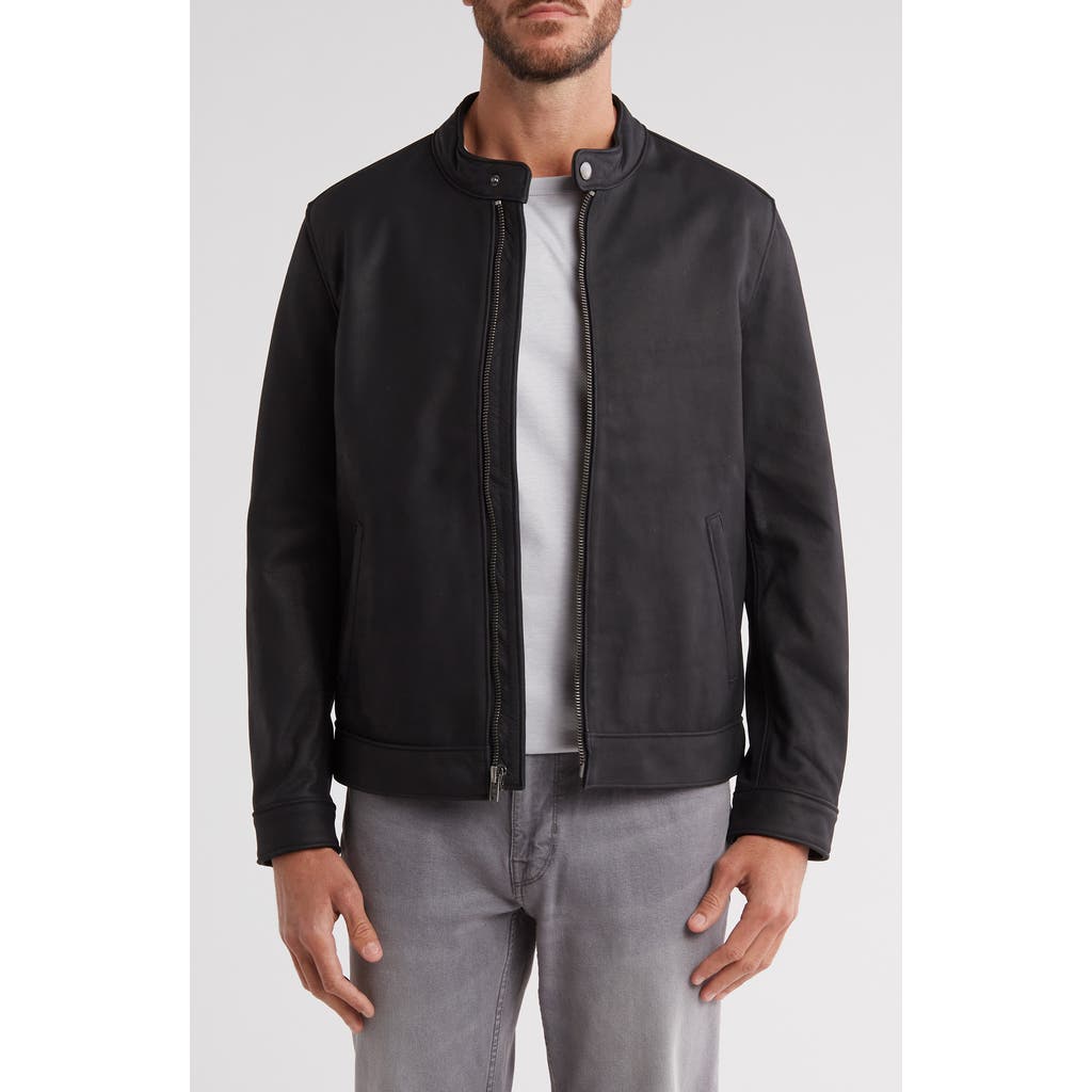 Frye Cafe Leather Racer Jacket In Black-mate