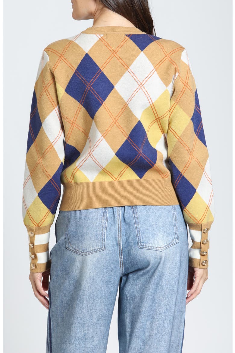 Daisy Argyle Crewneck Sweater, Alternate, color, GOLDEN HARVEST ARGYLE