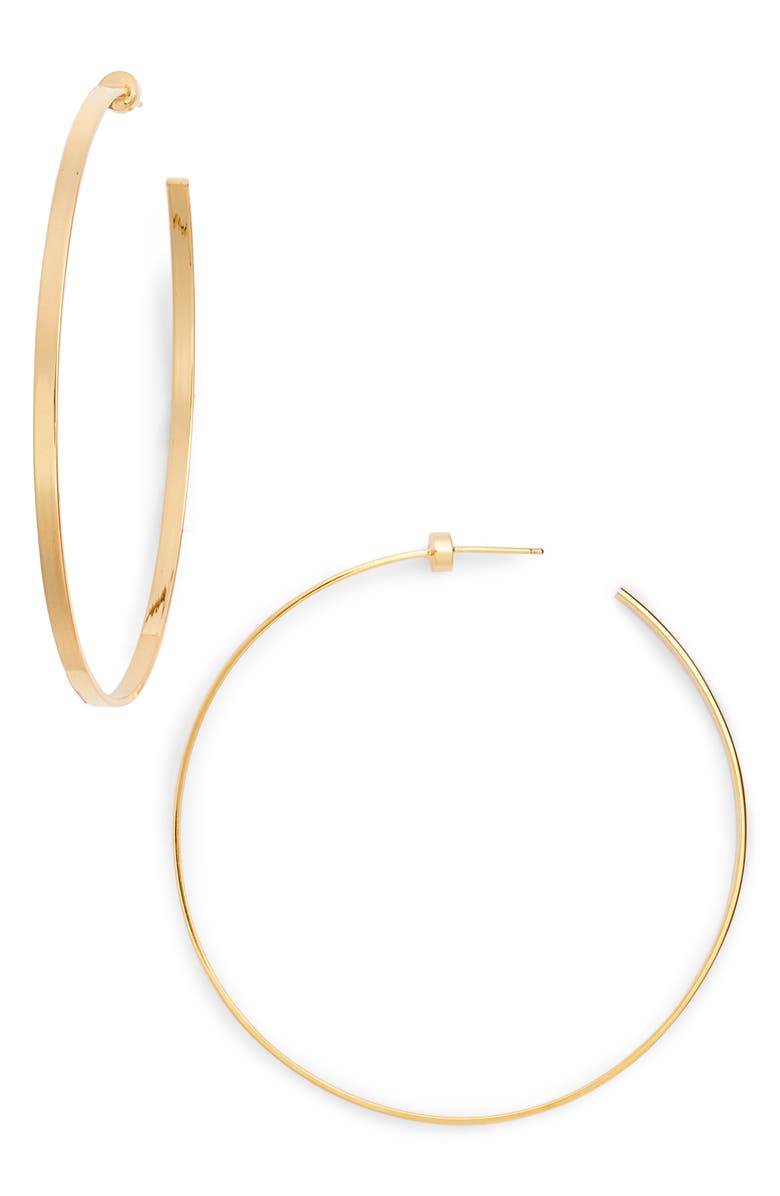 Jennifer Zeuner Hoop Earrings, Main, color, 14K Yellow Gold Plated Silver