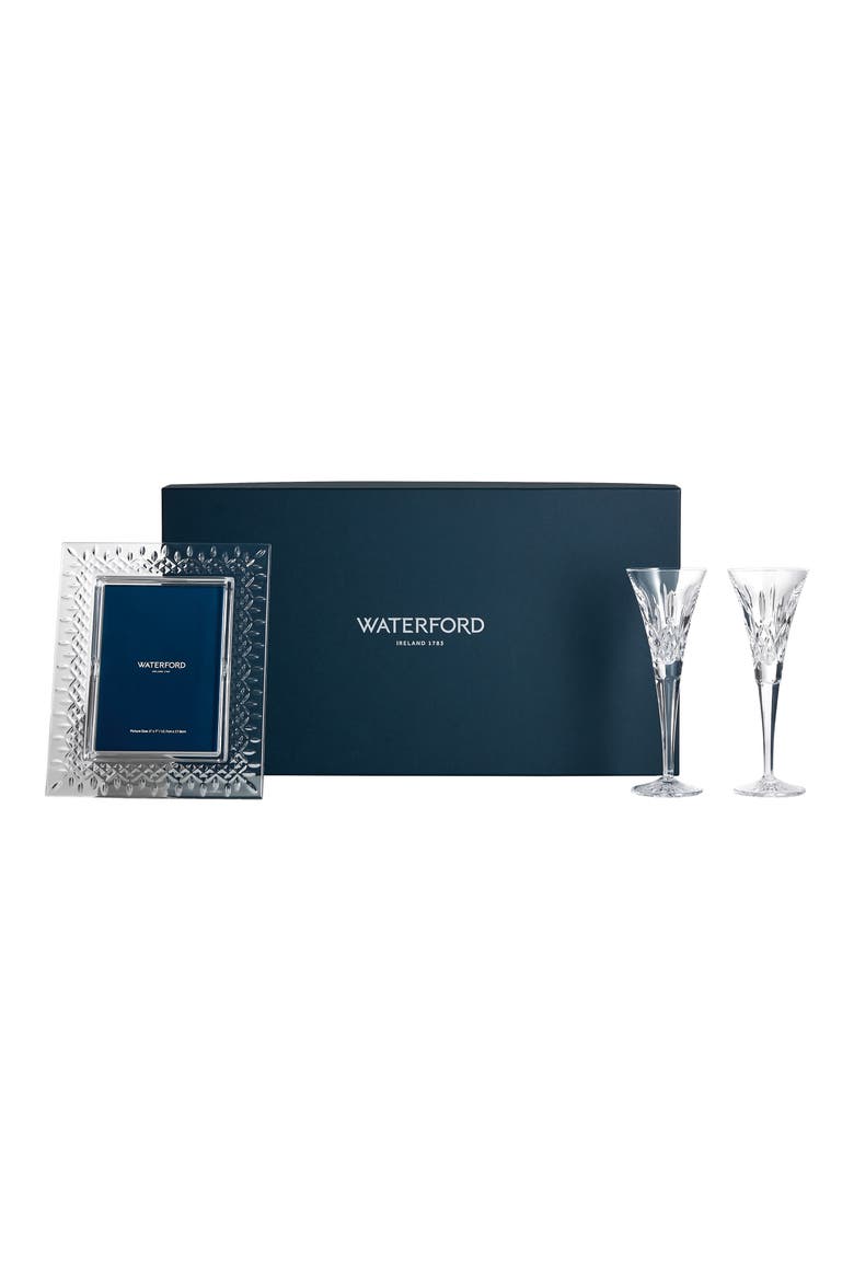 Lismore Crystal Picture Frame & Flutes Set, Alternate, color, NO COLOR