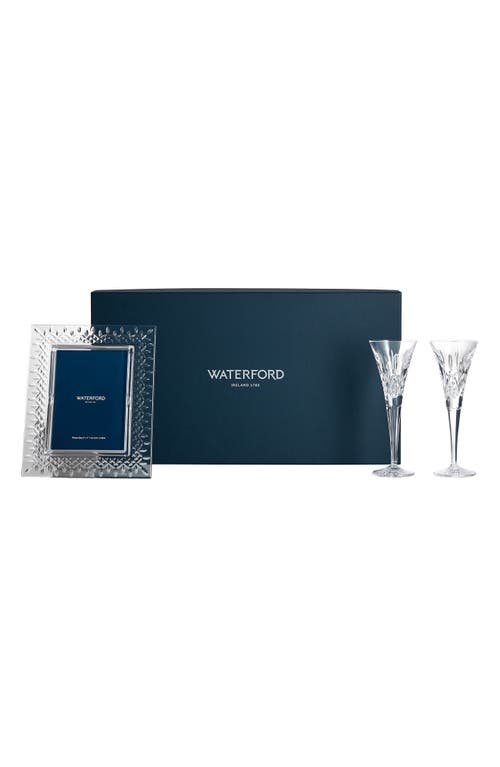 Waterford Lismore Crystal Picture Frame & Flutes Set In Transparent