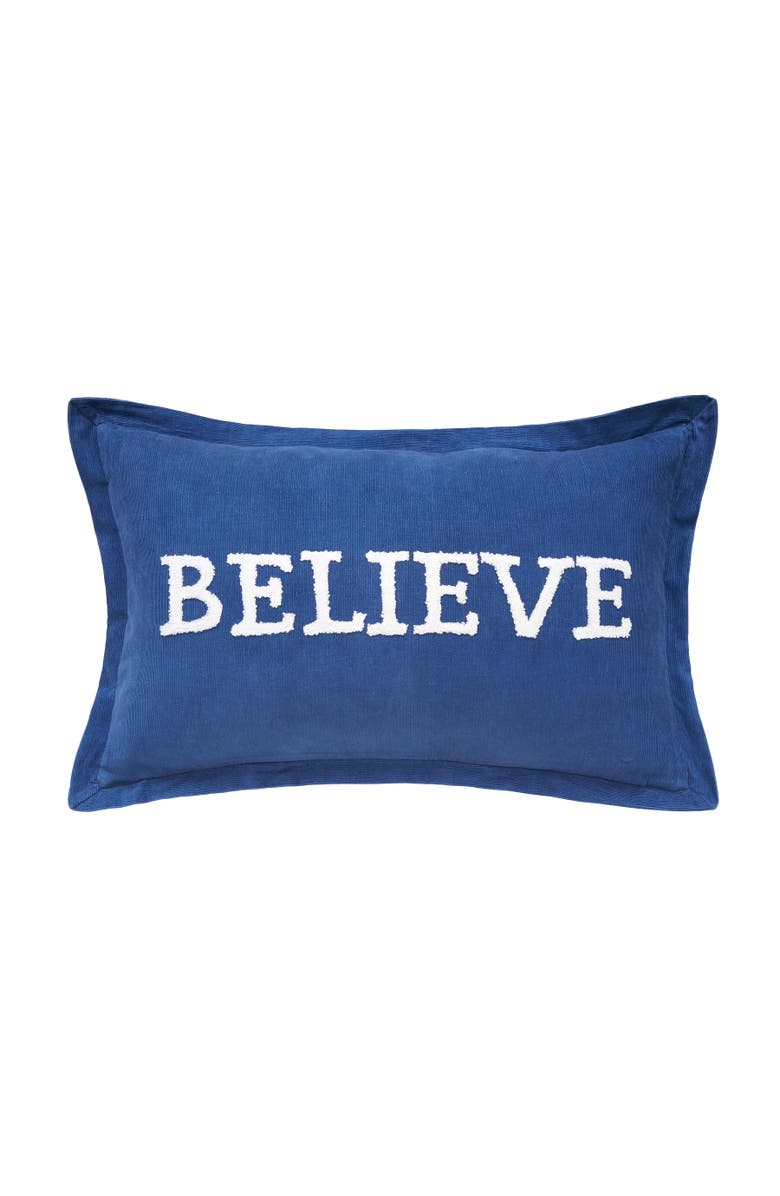 C&F Home Christmas Jolly Solid Typographical Decorative Throw Pillows, Main, color, Blue
