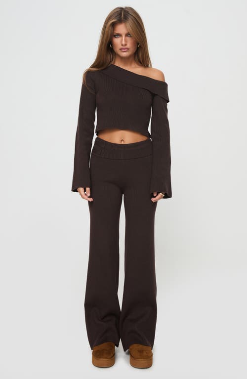 Princess Polly Try Me Wide Leg Knit Pants In Chocolate