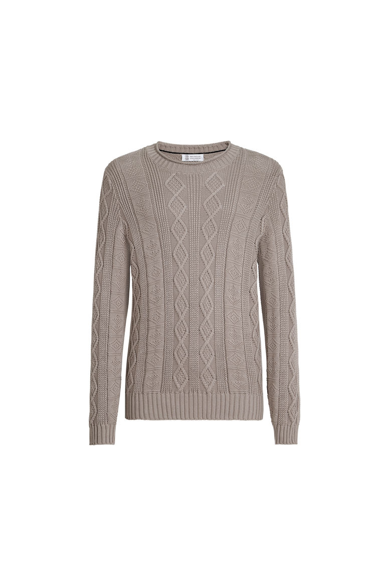 Fisherman's cable sweater, Alternate, color, Brown