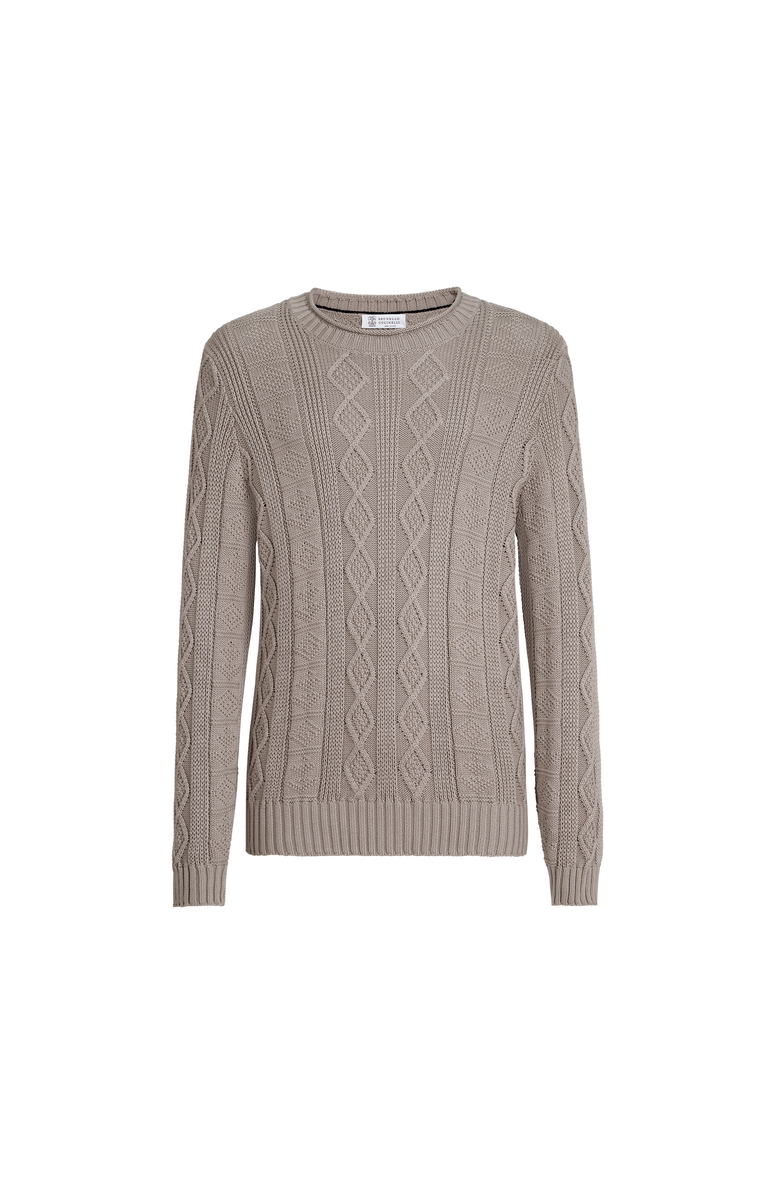 Brunello Cucinelli Fisherman's cable sweater, Alternate, color, Brown