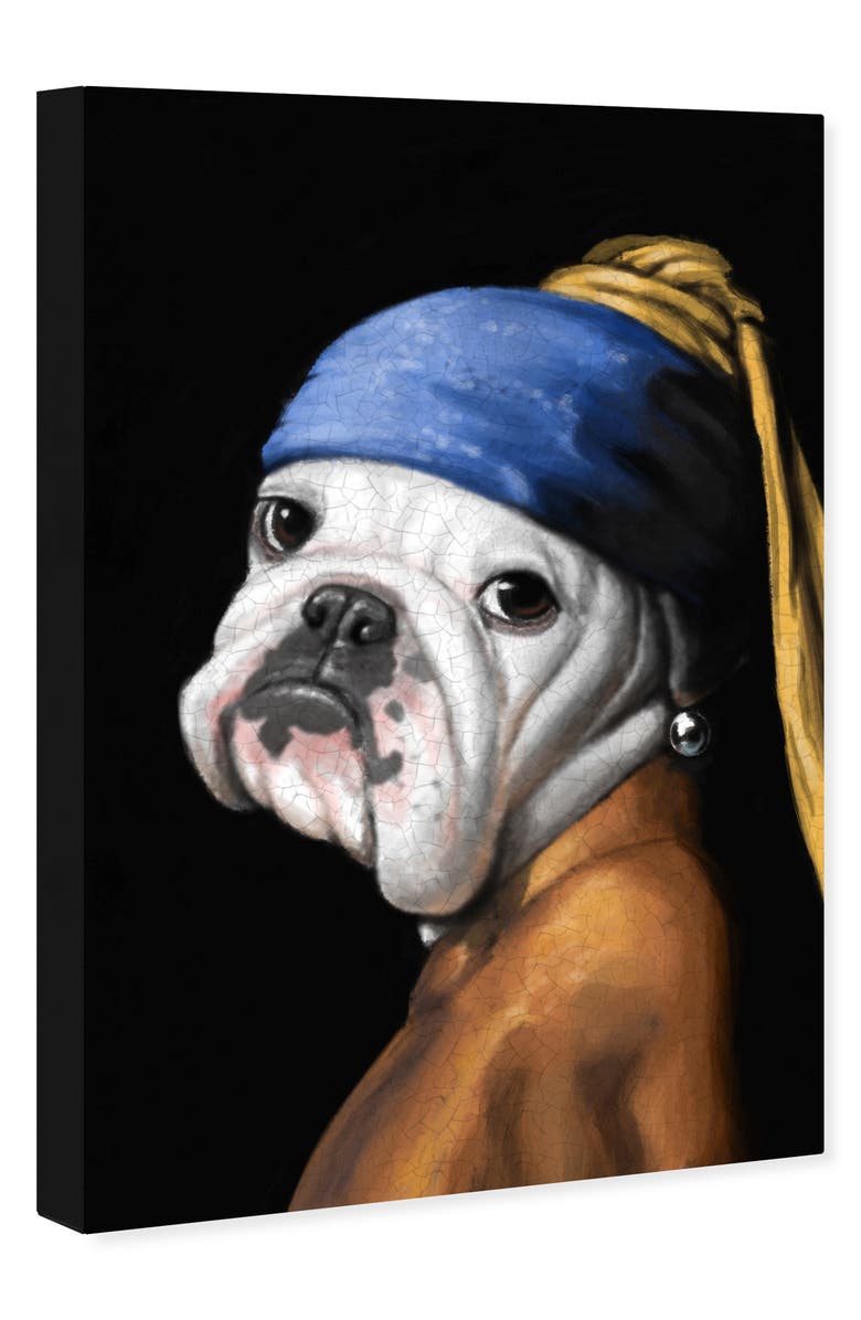 Oliver Gal Dog with the Pearl Earring Canvas Wall Art, Alternate, color, 