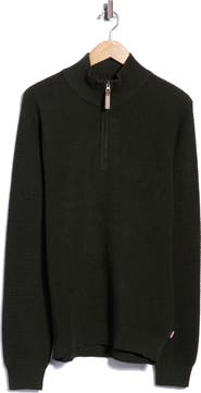 SOUL OF LONDON Mock Neck Quarter Zip Cotton Sweater