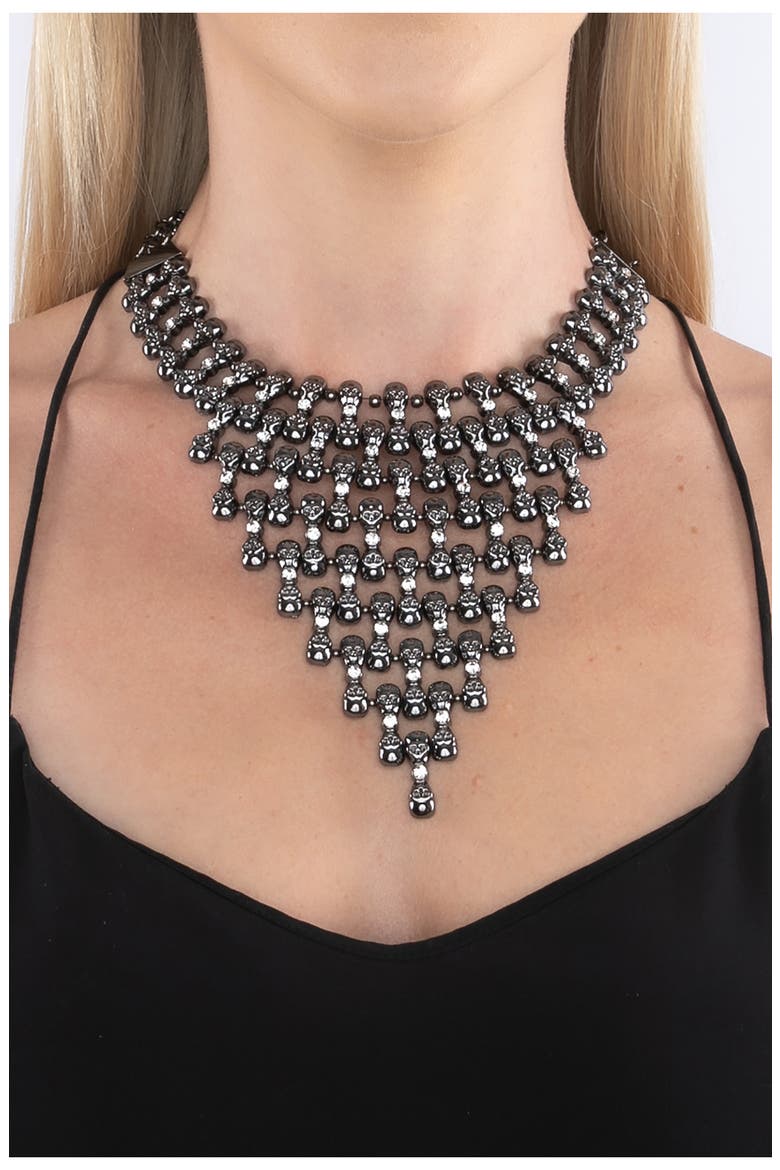 Skull Statement Necklace, Alternate, color, SILVER