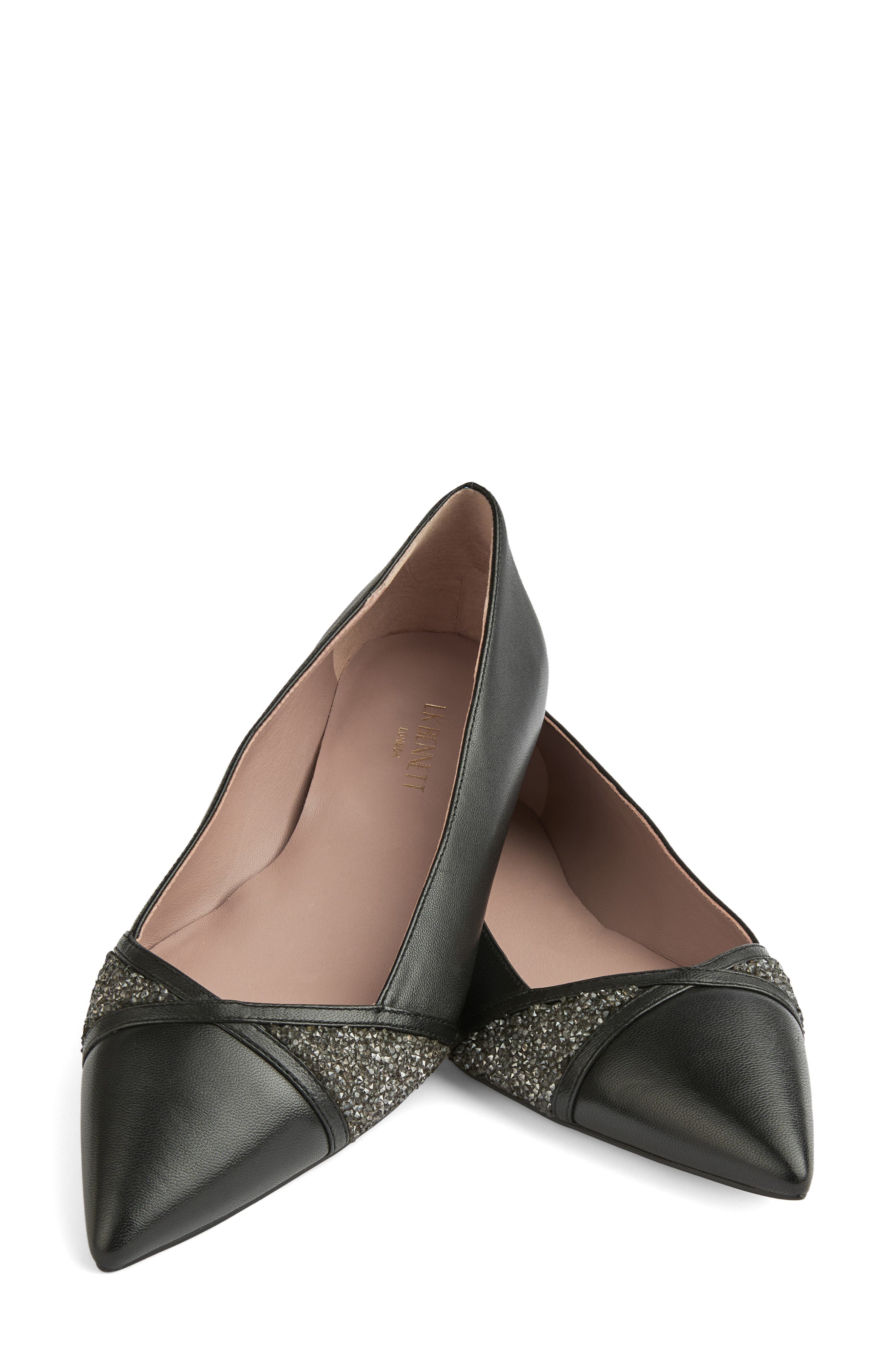LK Bennett Diane Crystal Pointed Toe Flat, Alternate, color, 
