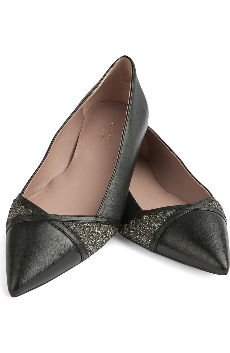 LK Bennett Diane Crystal Pointed Toe Flat, Alternate, color, Black
