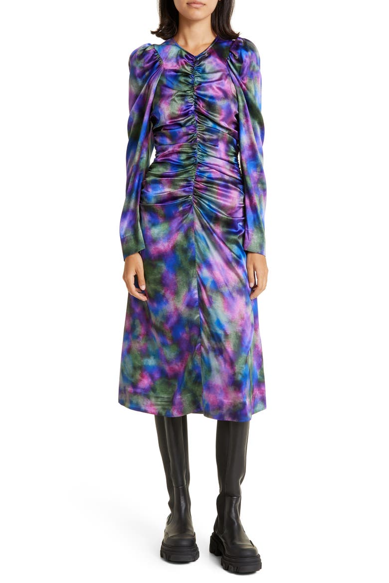 Long Sleeve Silk Blend Dress, Alternate, color, SIMPLY PURPLE