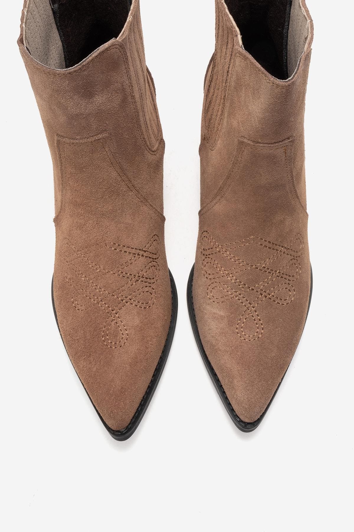 Forever & Always Shoes Julieta Leather Block Heel Western Boot, Alternate, color, Cognac Suede