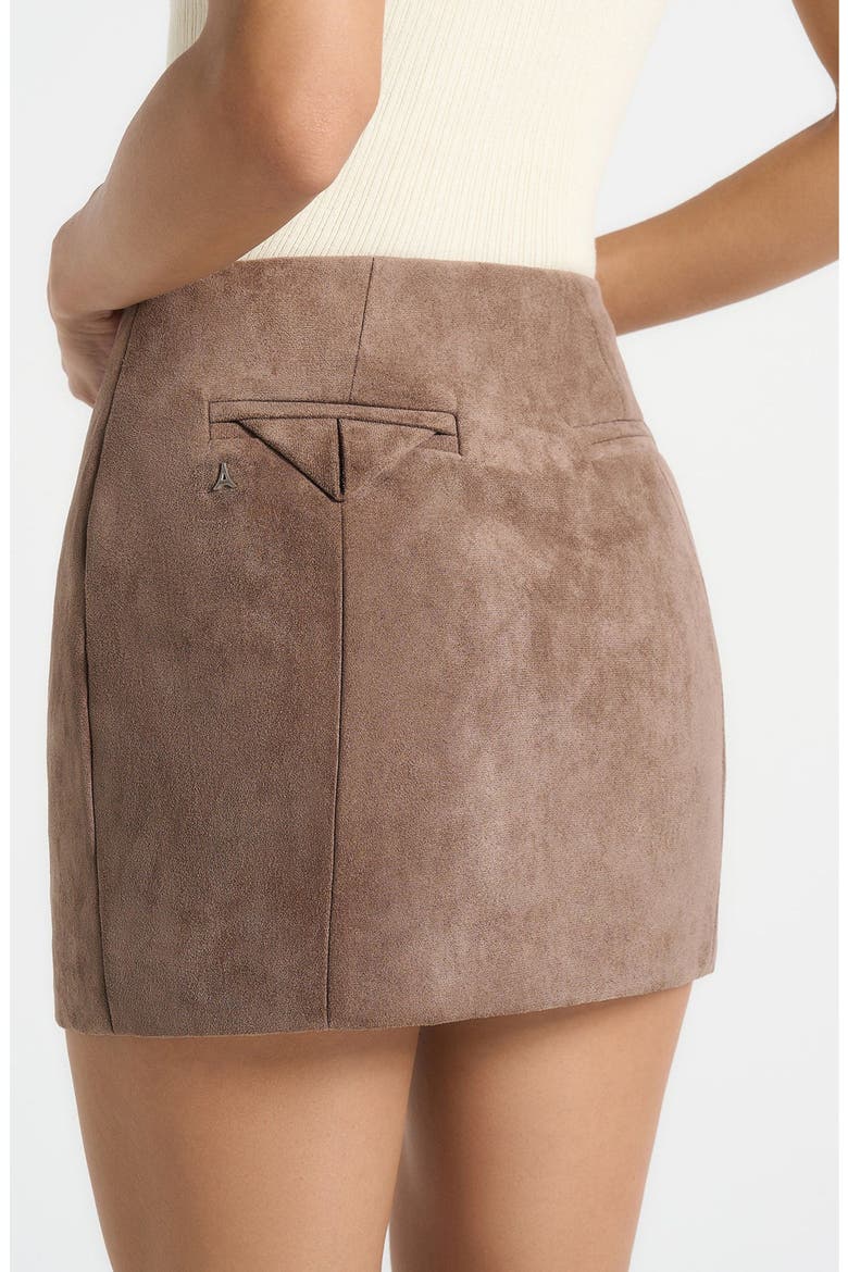 Cleo Suede A-Line Mini Skirt, Alternate, color, Taupe