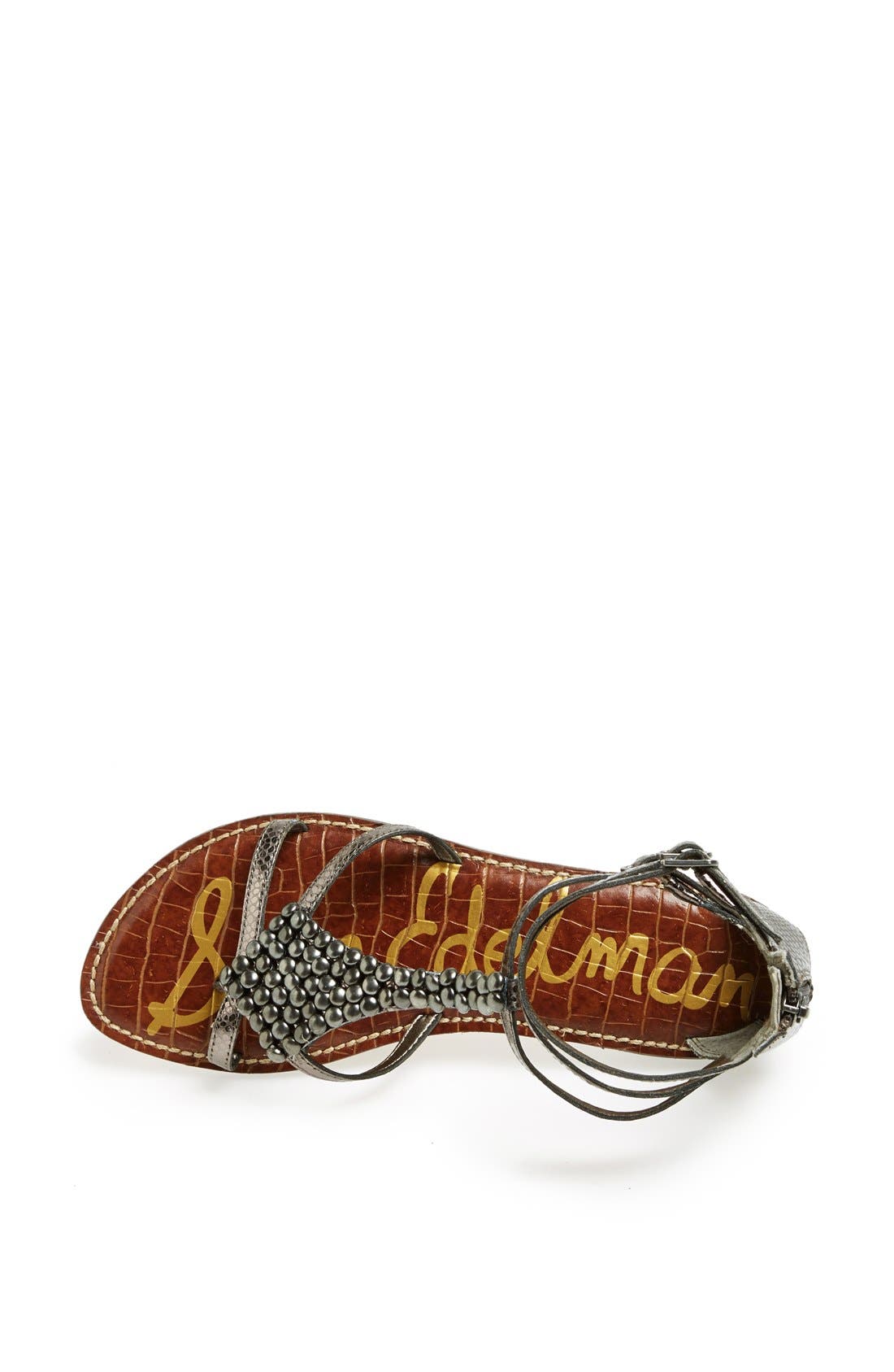 'Ginger' Gladiator Flat, Alternate, color, PEWTER LEATHER