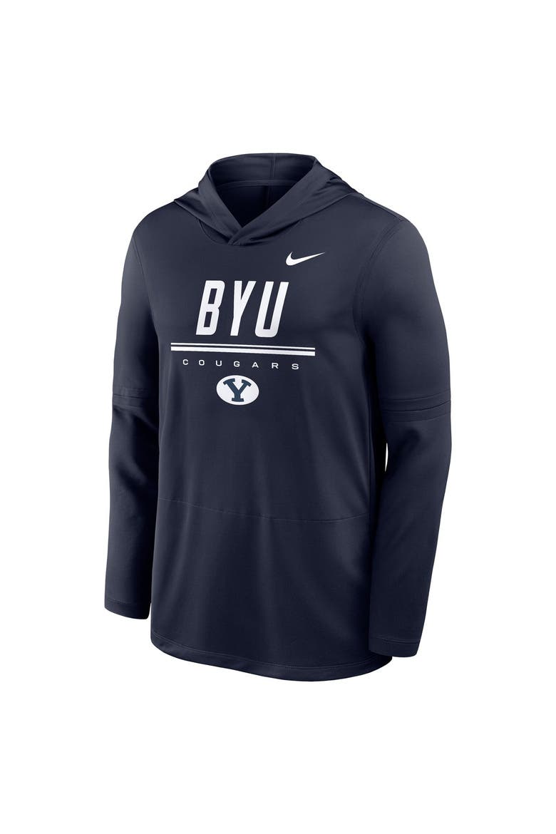 Men's Nike Navy BYU Cougars 2026 Sideline Dri-FIT Lightweight Hooded Top, Alternate, color, Navy