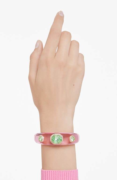 Swarovski Dulcis Mixed Cuts Multicolored Gold-tone Plated Cuff Bracelet In Pink/green Multi