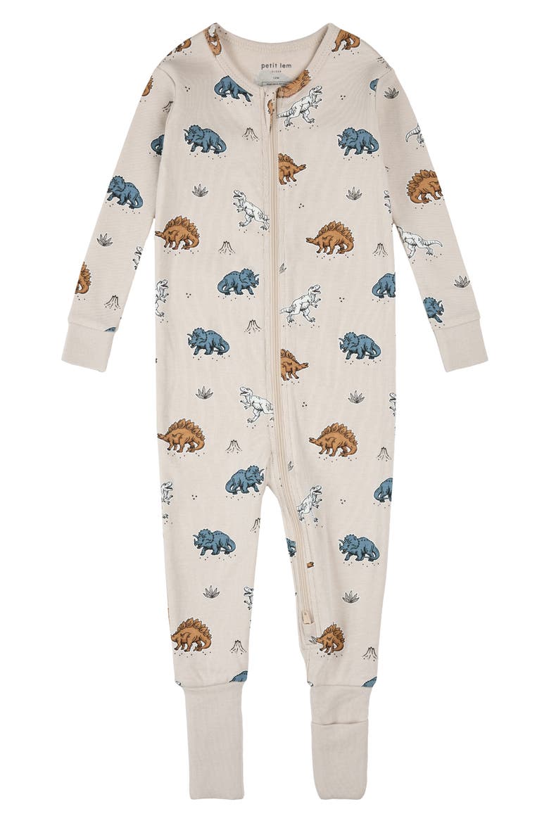 Fitted Organic Cotton Convertible Footie Pajamas, Main, color, BEIGE