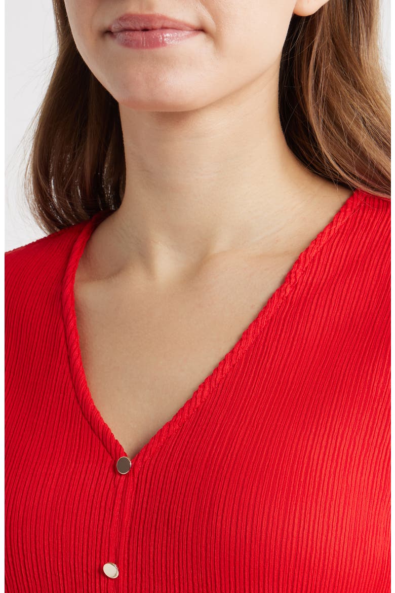 Short Sleeve Knit Button-Up Shirt, Alternate, color, BEGONIA RED